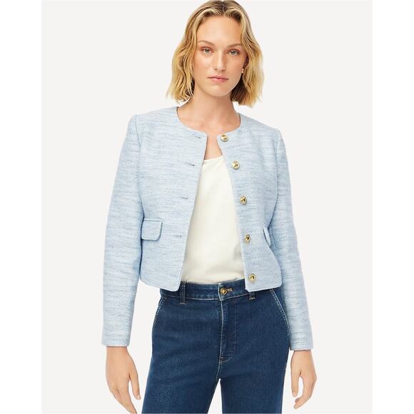 J. CREW sz 16 baby blue Tweed lady jacket new with tags $225 - Picture 1 of 9